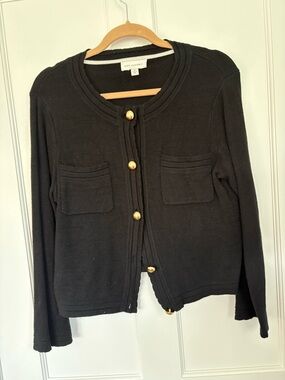 Black Knit Button-Front Cardigan